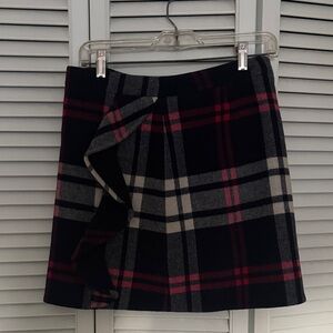 Plaid Ruffle Skirt - Blue  and Red